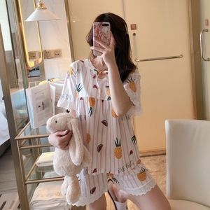 Striped Pineapple Print Pajama Set